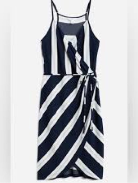 41 Hawthorn Dresses & Skirts - 41 Hawthorn Navy Blue Striped Faux Wrap Dress L (No Belt)